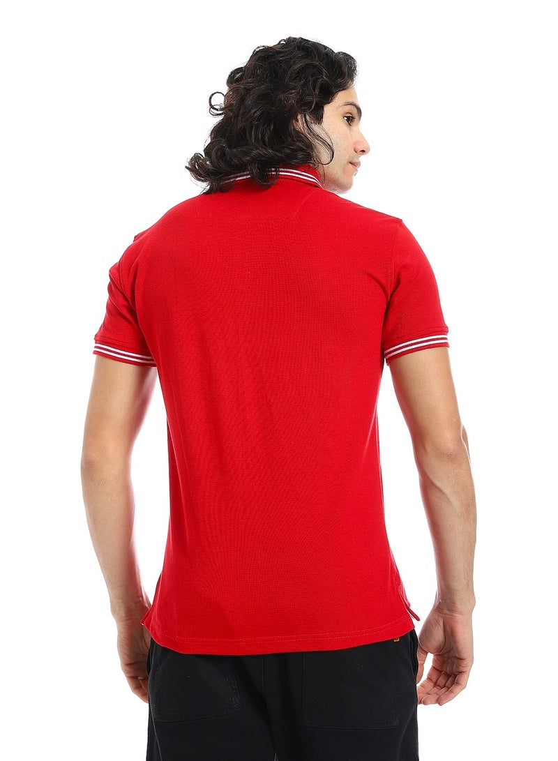 Andora Elite Stripe Pique Polo Shirt _ Red  - Image 3