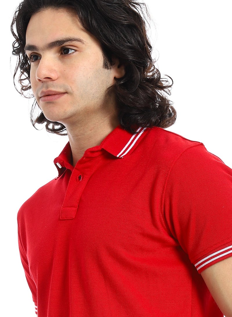 Andora Elite Stripe Pique Polo Shirt _ Red  - Image 4