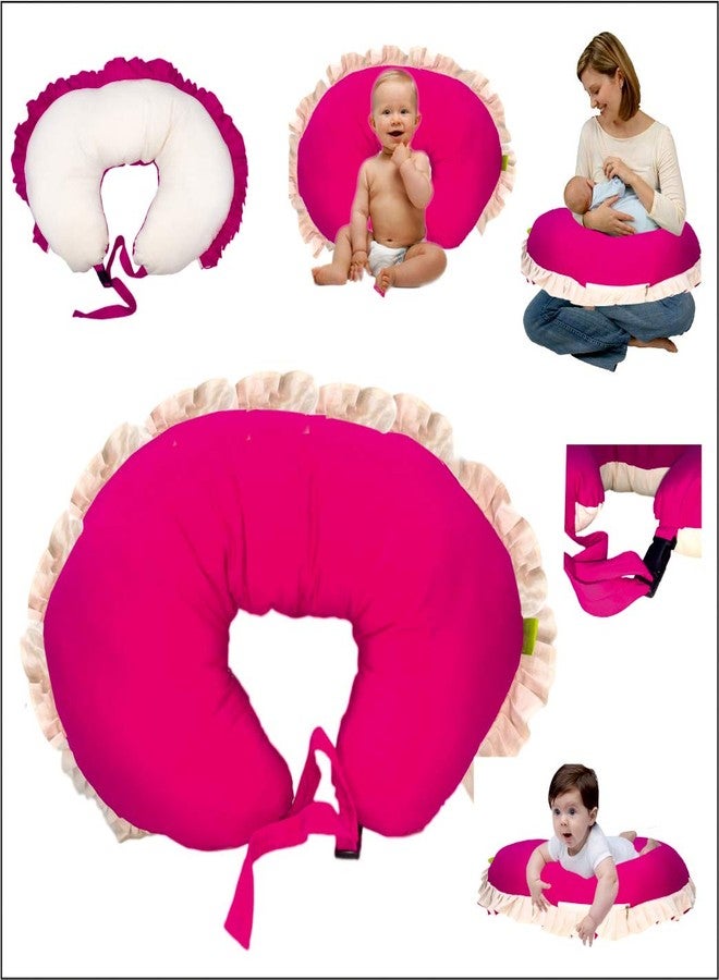 GET IT Feeding Nursing Pillow Micro Fibre withfrills (Pink, Extra Large) - Image 2