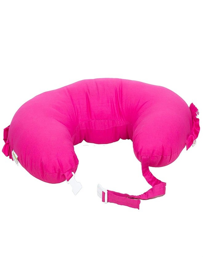 GET IT Feeding Nursing Pillow Micro Fibre withfrills (Pink, Extra Large) - Image 1