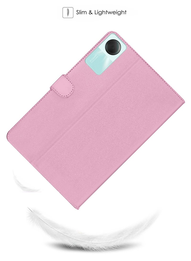 OMAKER Premium Quality Leather Smart Flip Case Full Protective Cover With Magnetic Stand For Xiaomi Redmi Pad SE 11 Inch 2023 – Light Pink - Image 4