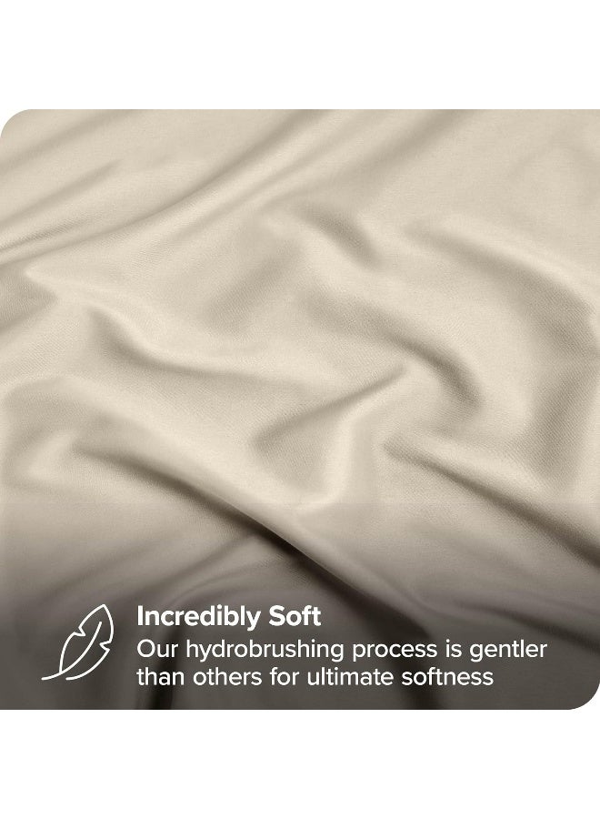 Bare Home 2Pack Fitted Bottom Sheets Twin Premium 1800 UltraSoft Wrinkle Resistant Microfiber Deep Pocket Twin Sand - Image 2