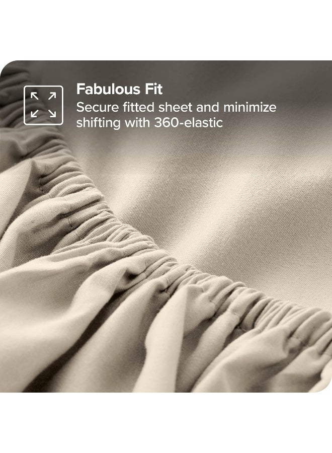 Bare Home 2Pack Fitted Bottom Sheets Twin Premium 1800 UltraSoft Wrinkle Resistant Microfiber Deep Pocket Twin Sand - Image 1
