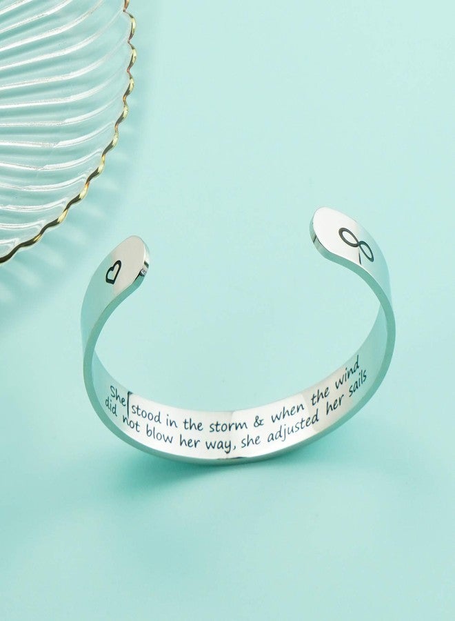 LParkin Inspirational Gift She Stood in The Storm When The Wind Did Not Blow Her Way She Adjusted Her Sails Encouragement Gift (Cuff Bracelet) - Image 3