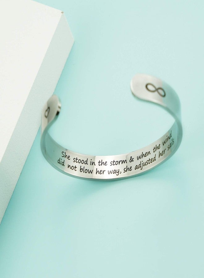 LParkin Inspirational Gift She Stood in The Storm When The Wind Did Not Blow Her Way She Adjusted Her Sails Encouragement Gift (Cuff Bracelet) - Image 4