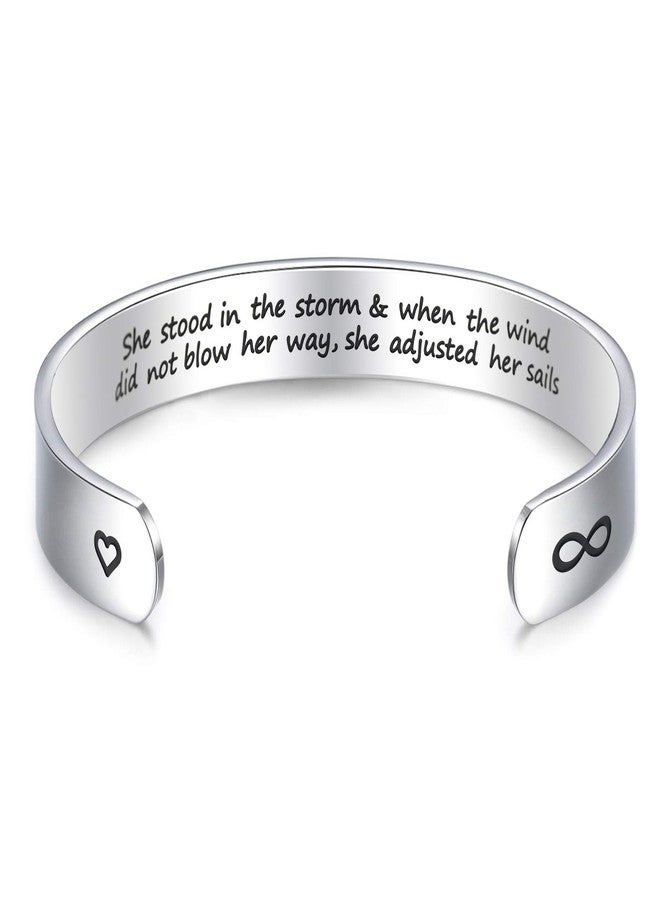 LParkin Inspirational Gift She Stood in The Storm When The Wind Did Not Blow Her Way She Adjusted Her Sails Encouragement Gift (Cuff Bracelet) - Image 1