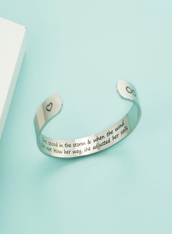 LParkin Inspirational Gift She Stood in The Storm When The Wind Did Not Blow Her Way She Adjusted Her Sails Encouragement Gift (Cuff Bracelet) - Image 5