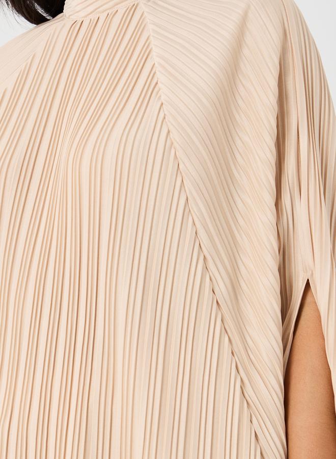 Styli High Neck Plisse Asymmetric Hem Top - Image 3