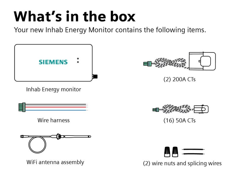 SIEMENS مراقب الطاقة الذكي من SIEMENS Inhab مع حساسات مستوى الدائرة من 16-50 أمبير وحساسات رئيسية من 2-200 أمبير لمراقبة وقياس الكهرباء في الوقت الحقيقي - Image 2