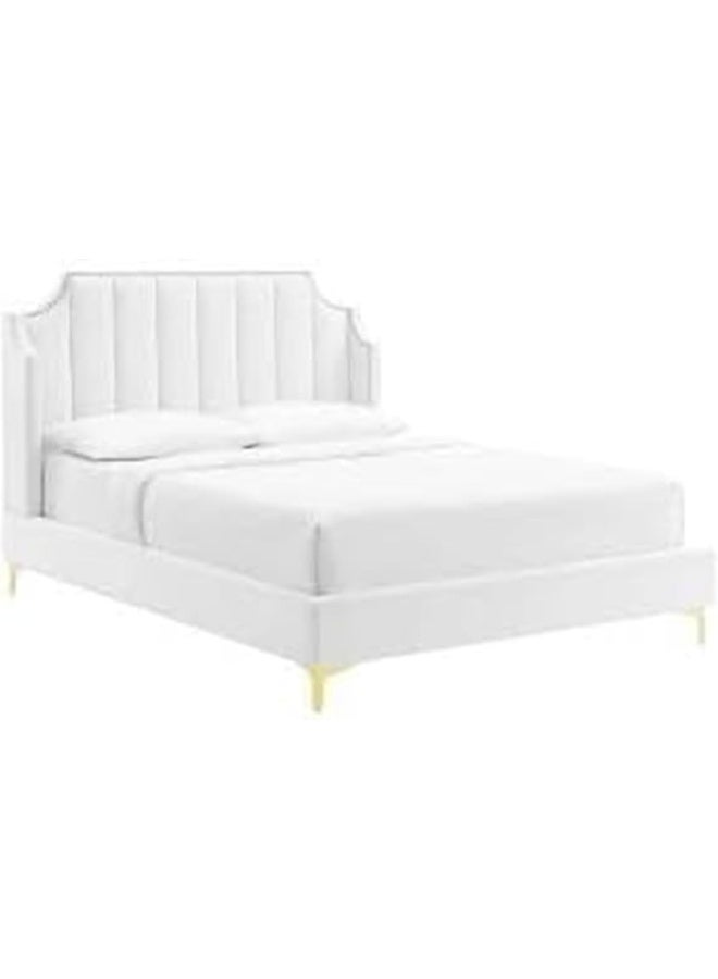 Comfynest Daniella Channel Tufted Bed Frame (White, 180x200cm) - Image 3