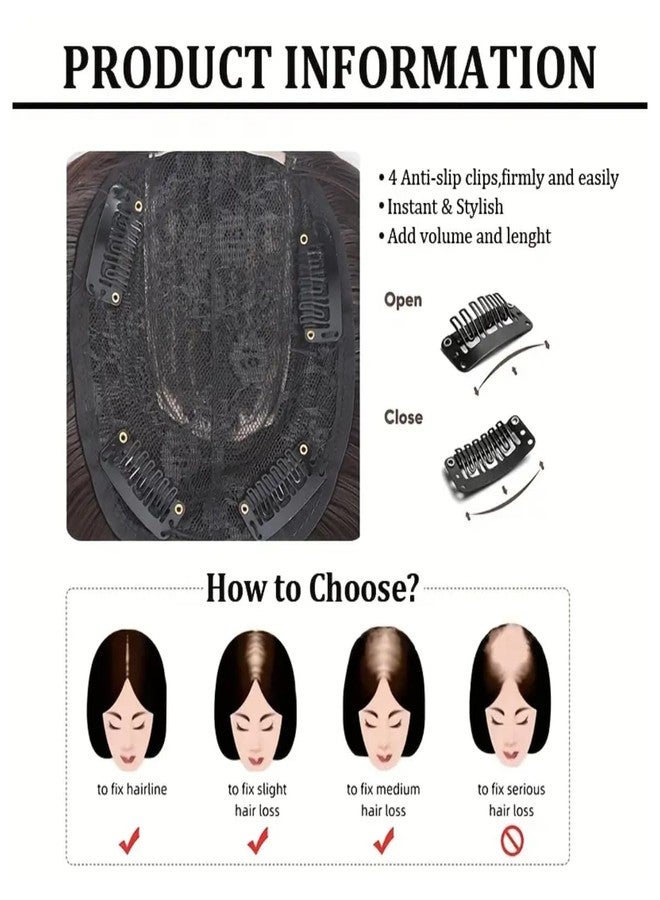 ASSU Luxurious Straight Hair Topper for Women - High-Temperature Fiber, 3D Coverage, Mid Bangs Clip - Adds Extra Volume, Elegant Design, Perfect for Thinning Hair (18 Inch - Black) - Image 3