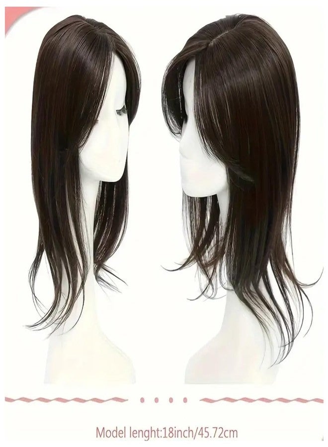 ASSU Luxurious Straight Hair Topper for Women - High-Temperature Fiber, 3D Coverage, Mid Bangs Clip - Adds Extra Volume, Elegant Design, Perfect for Thinning Hair (18 Inch - Black) - Image 5