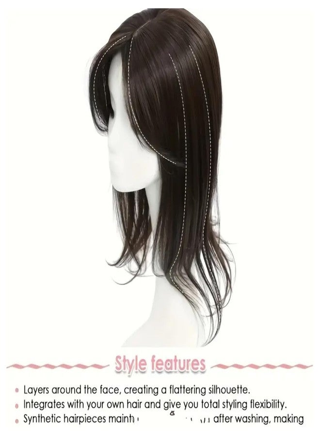 ASSU Luxurious Straight Hair Topper for Women - High-Temperature Fiber, 3D Coverage, Mid Bangs Clip - Adds Extra Volume, Elegant Design, Perfect for Thinning Hair (18 Inch - Black) - Image 4