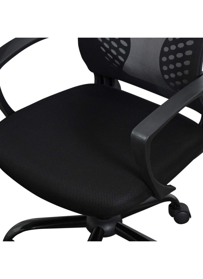 OBN22BK Office Chair With Mesh Covering Height-Adjustable Computer Chair 360° Swivel Chair Rocker Function Breathable Office Study Maximum Load 120 kg Black