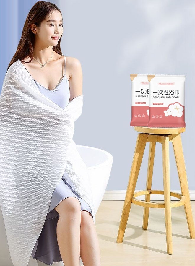 Hanayo 10 Pack Disposable Bath Towel Set Individually Package Bath Towel with Powerful Water Absorption Portable and Lightweight Essential for Travel Hotel Trip Camping(White, 70 x 140cm) - Image 2