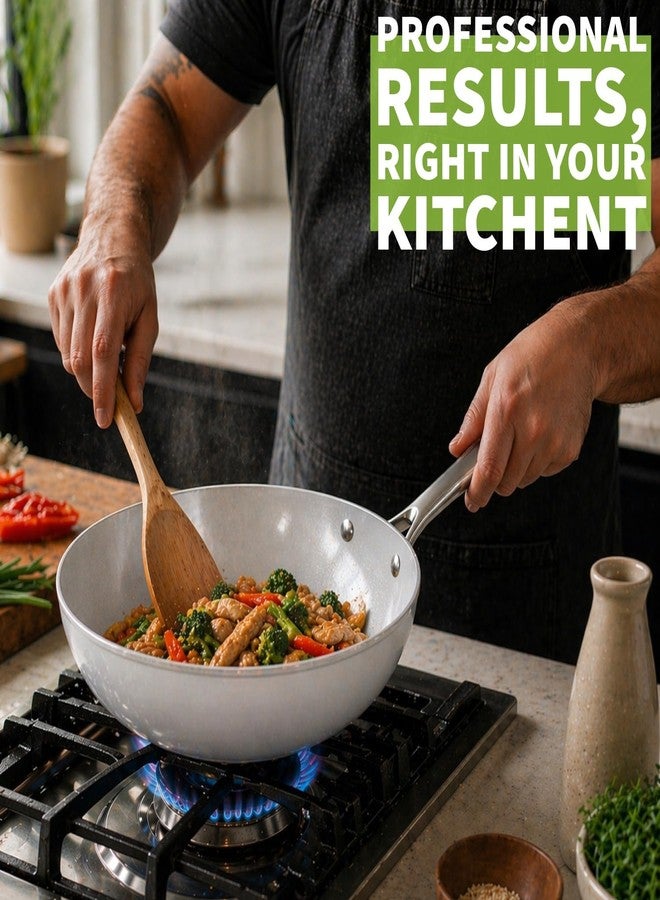 TECHEF - CeraTerra 12" Ceramic Nonstick Flat Bottom Wok/Stir-Fry Pan - PFOA, PTFE, PFAS Free, Dishwasher and Oven Safe, Made in Korea (12-in) - Image 2