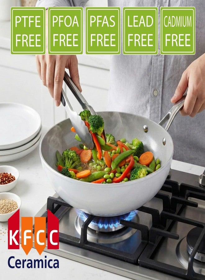 TECHEF - CeraTerra 12" Ceramic Nonstick Flat Bottom Wok/Stir-Fry Pan - PFOA, PTFE, PFAS Free, Dishwasher and Oven Safe, Made in Korea (12-in) - Image 4