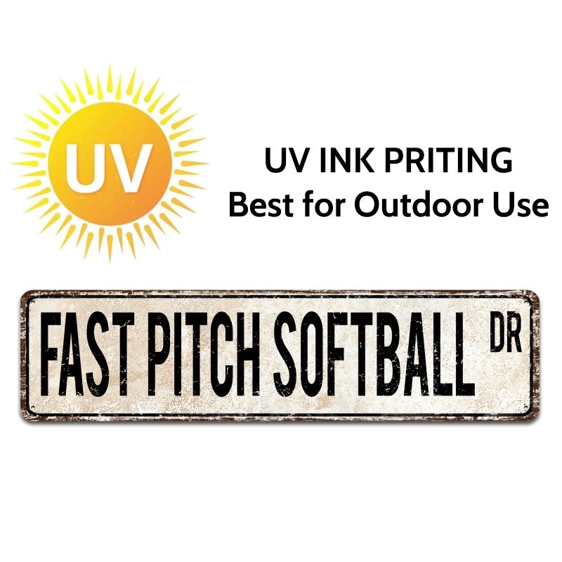 SOYAVE Tin Signs Home Decoration Fast Pitch Softball Sign Fast Pitch Softball Fan Fast Pitch Softball Street Sign Art Wall Decor Metal Sign 4"" x 16"" - Image 4