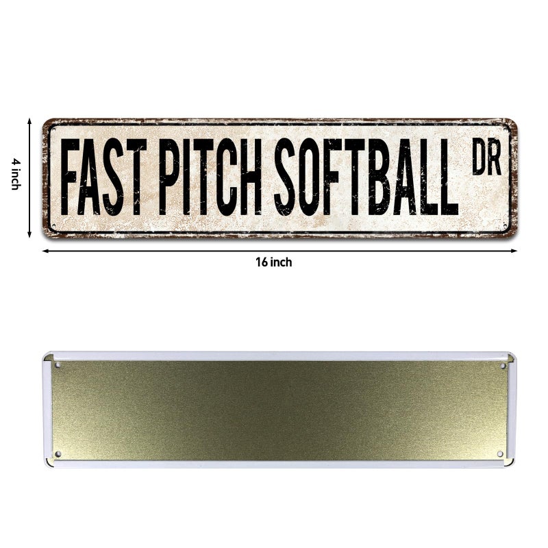 SOYAVE Tin Signs Home Decoration Fast Pitch Softball Sign Fast Pitch Softball Fan Fast Pitch Softball Street Sign Art Wall Decor Metal Sign 4"" x 16"" - Image 2