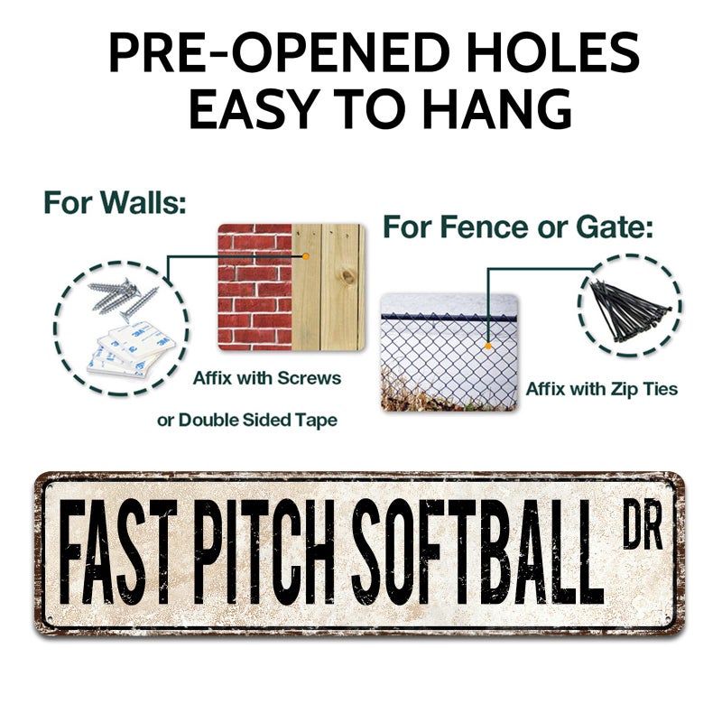 SOYAVE Tin Signs Home Decoration Fast Pitch Softball Sign Fast Pitch Softball Fan Fast Pitch Softball Street Sign Art Wall Decor Metal Sign 4"" x 16"" - Image 3