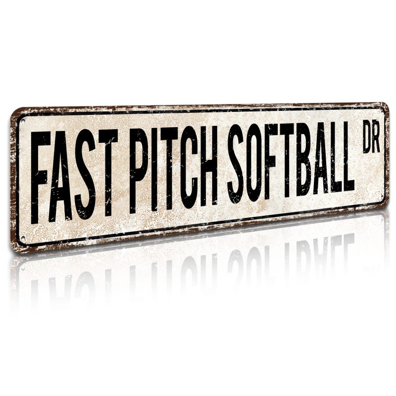 SOYAVE Tin Signs Home Decoration Fast Pitch Softball Sign Fast Pitch Softball Fan Fast Pitch Softball Street Sign Art Wall Decor Metal Sign 4"" x 16"" - Image 1