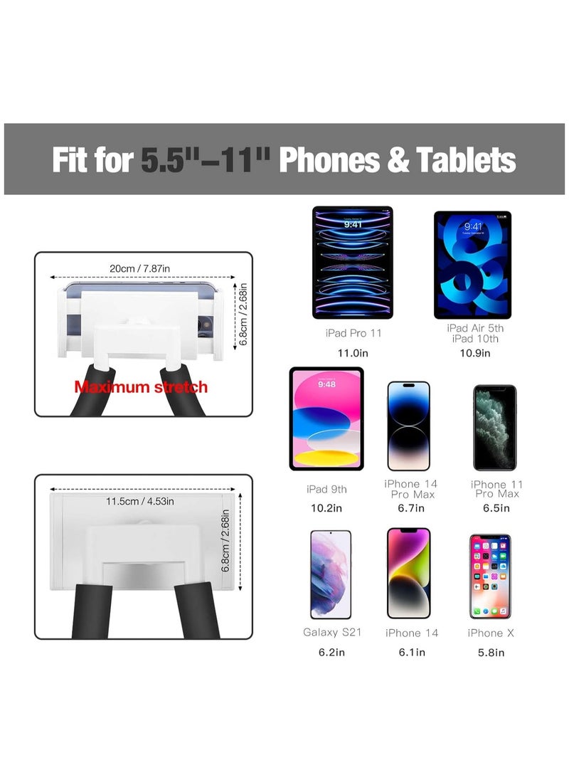 Neck Phone Holder Lazy Gooseneck Phone Pillow Holder Bracket 360° Rotation Universal Mobile Phone Tablet Stand for 4 Inch to 11 Inch Devices Fits for iPhone for Galaxy S21 for iPad Black
