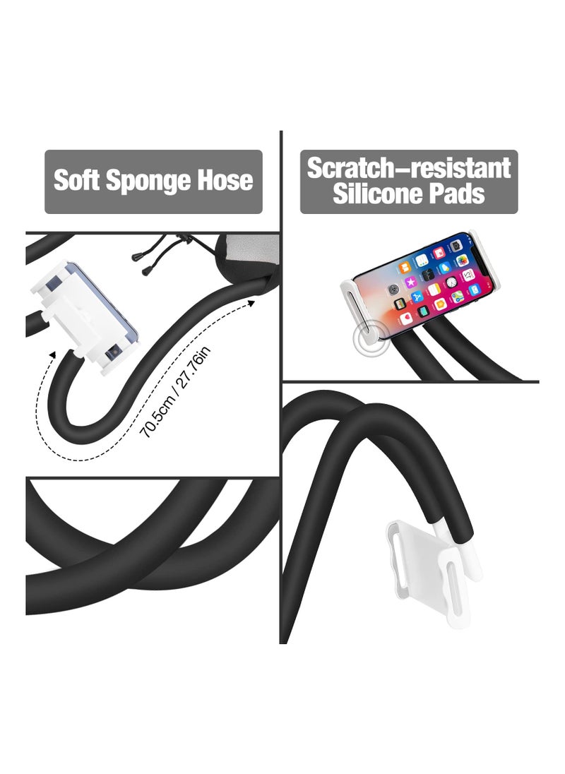 Neck Phone Holder Lazy Gooseneck Phone Pillow Holder Bracket 360° Rotation Universal Mobile Phone Tablet Stand for 4 Inch to 11 Inch Devices Fits for iPhone for Galaxy S21 for iPad Black
