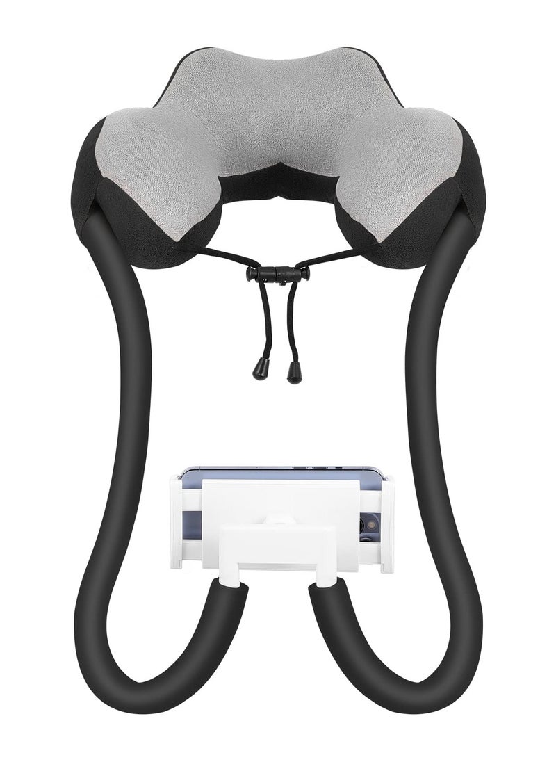 Neck Phone Holder Lazy Gooseneck Phone Pillow Holder Bracket 360° Rotation Universal Mobile Phone Tablet Stand for 4 Inch to 11 Inch Devices Fits for iPhone for Galaxy S21 for iPad Black