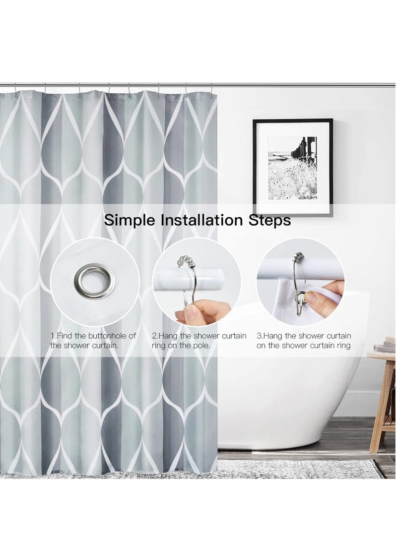 SYOSI Grey Fabric Shower Curtain, Simple Fabric Shower Curtain Liner Set with Plastic Hooks, Waterproof Design and Polyester, Quick-Drying, Weighted Hem,Durable and Washable, 72 x 72 inch - Image 4