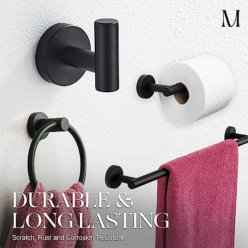 Marmolux Acc - 4 Piece Matte Black Bathroom Hardware Set - Towel Rack Set, Towel Holder & Wall Mounted Fixtures - Stainless Steel Matte Black Accessories - Image 2