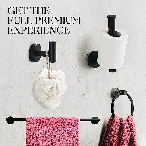 Marmolux Acc - 4 Piece Matte Black Bathroom Hardware Set - Towel Rack Set, Towel Holder & Wall Mounted Fixtures - Stainless Steel Matte Black Accessories - Image 3