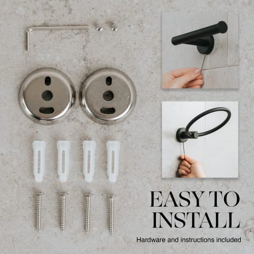 Marmolux Acc - 4 Piece Matte Black Bathroom Hardware Set - Towel Rack Set, Towel Holder & Wall Mounted Fixtures - Stainless Steel Matte Black Accessories - Image 4