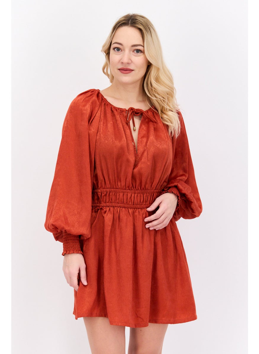 RIVER ISLAND Women Textured Mini Dress, Dark red  - Image 1