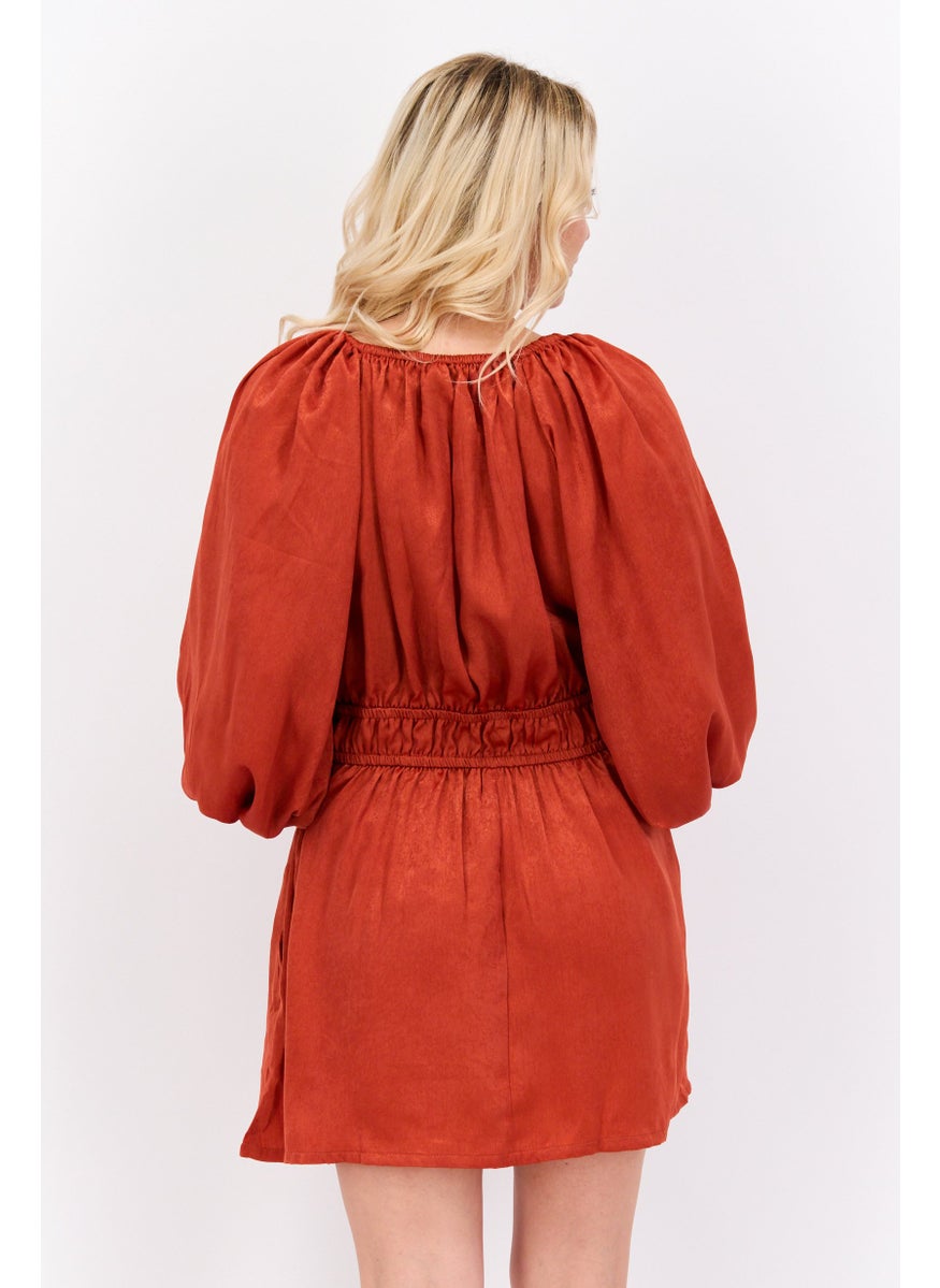 RIVER ISLAND Women Textured Mini Dress, Dark red  - Image 3