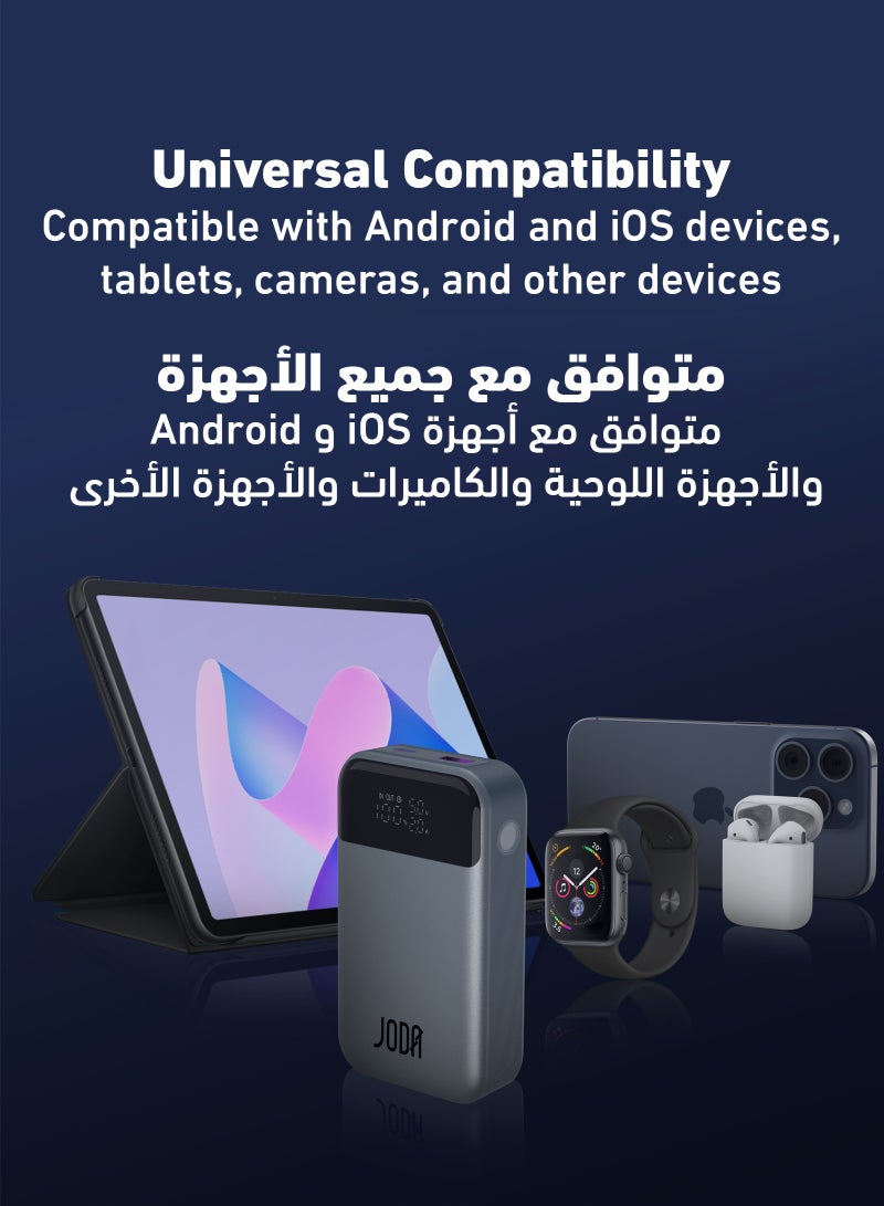 JODA SHARG 10 10000mAh 33W PD Power Bank – LED Display | Dual Port (USB-C + USB-A) - Image 4