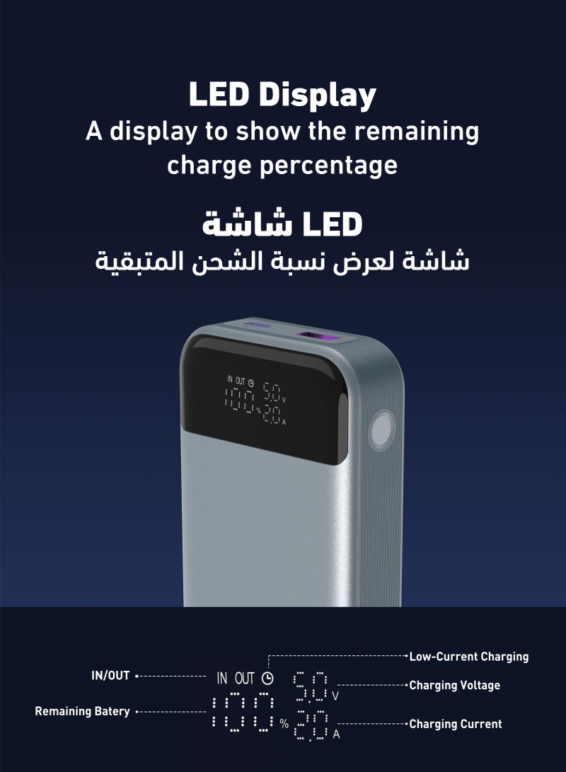 JODA SHARG 10 10000mAh 33W PD Power Bank – LED Display | Dual Port (USB-C + USB-A) - Image 3
