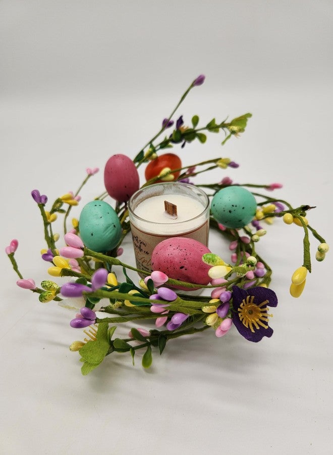Evron International EV-125R-6 Easter Artificial Candle Ring 6.5" with Easter Egg, Spring Floral Candle Ring, Easter Decorations for Home Kitchen or Dining Table - Image 2