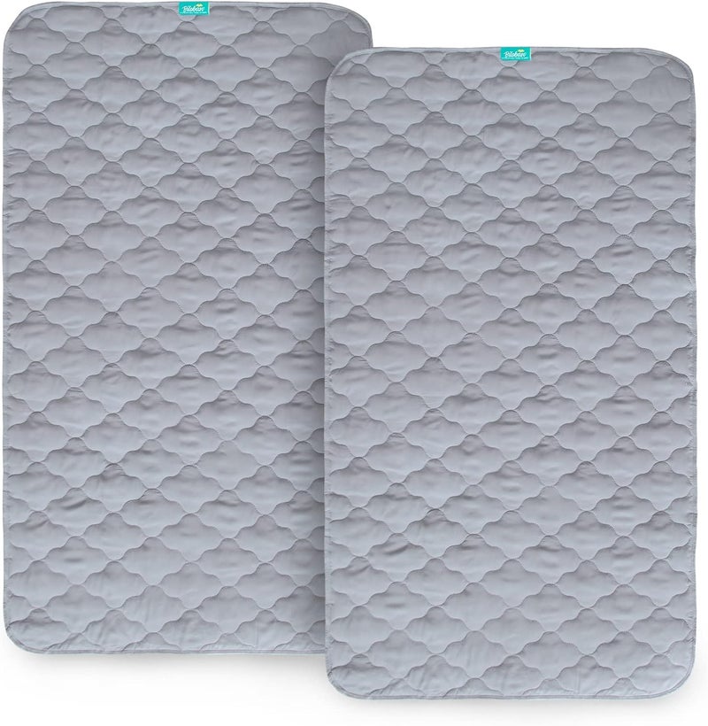 Biloban Waterproof Crib Mattress Protector Pad Cover 2 Pack 28 x 52 Anti Slip  Absorbent Waterproof Bed Pads for Standard CribToddler Bed Quilted Machine Washable Quilted Improved Thickness Grey - Image 3