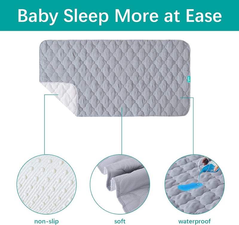 Biloban Waterproof Crib Mattress Protector Pad Cover 2 Pack 28 x 52 Anti Slip  Absorbent Waterproof Bed Pads for Standard CribToddler Bed Quilted Machine Washable Quilted Improved Thickness Grey - Image 4