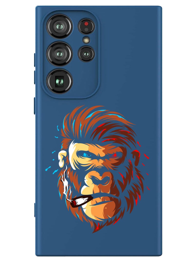 Theodor Protective Slim Fit Case Liquid Silicone Cover with Full Body Protection Anti-Scratch Shockproof Case For Samsung Galaxy S24 Ultra (Blue) - Gorilla head - Image 1
