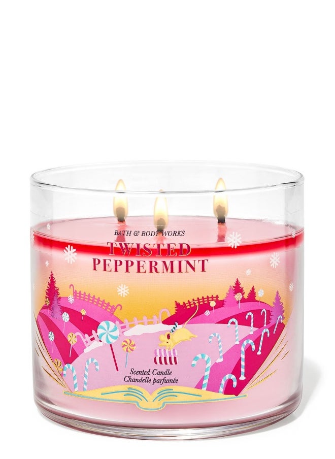 Bath & Body Works Twisted Peppermint 3-Wick Candle  - Image 3