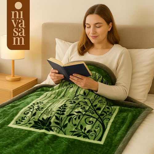 Nivasam Peach Semi Cloudy Blanket Single Bed (82 x 56 inch) – Ultra Soft & Lightweight – 1.3 kg Winter Blanket (Emerald Bloom) - Image 5
