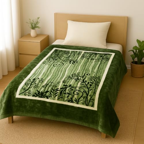 Nivasam Peach Semi Cloudy Blanket Single Bed (82 x 56 inch) – Ultra Soft & Lightweight – 1.3 kg Winter Blanket (Emerald Bloom) - Image 1