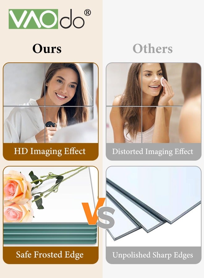 VAOdo 4PCS Full Length Wall Mirror Tiles, Frameless Wall Mounted Mirror Glass Wall Mirror, Body Mirror Gym Mirror for Home Gym, Door, Bedroom, Living Room - Image 3