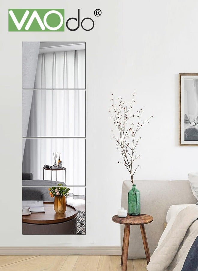 VAOdo 4PCS Full Length Wall Mirror Tiles, Frameless Wall Mounted Mirror Glass Wall Mirror, Body Mirror Gym Mirror for Home Gym, Door, Bedroom, Living Room - Image 5