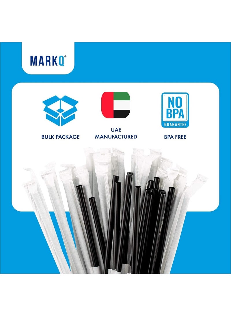 MARKQ [1000 Pieces] Black Disposable Plastic Drinking Straws [24 cm] long Individually Wrapped  - Image 4