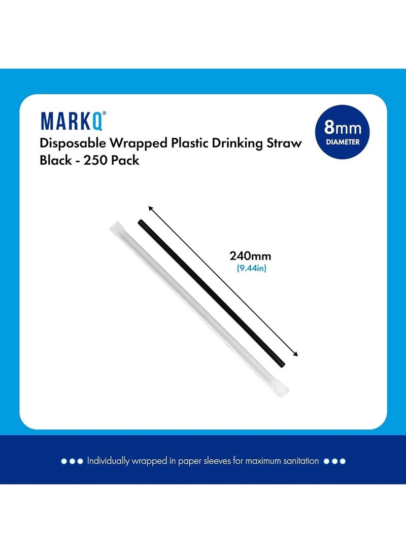 MARKQ [1000 Pieces] Black Disposable Plastic Drinking Straws [24 cm] long Individually Wrapped  - Image 5