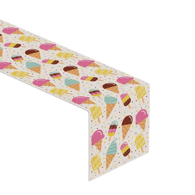 LINEN ICE CREAM TABLE RUNNER SUMMER BIRTHDAY PARTY HOME DINNING ROOM TABLE DECORATION