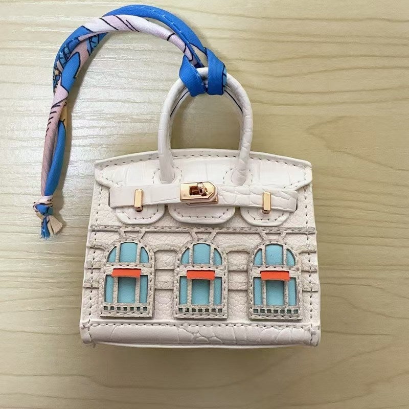 Mini Platinum Bag Charm Keychain Lipstick Holder white
