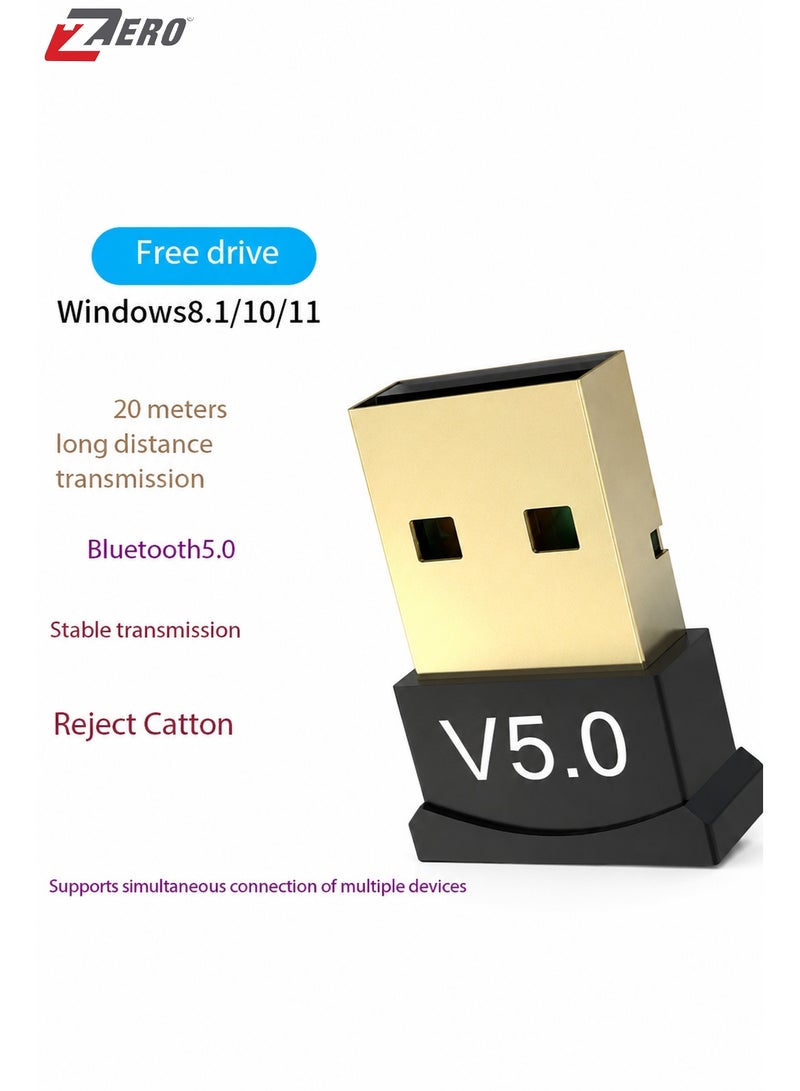 Zero USB 5.0 Bluetooth Wireless Adapter for PC, Laptop, Mouse, Keyboard, Printers, Headphones, Speakers - Black - Image 4